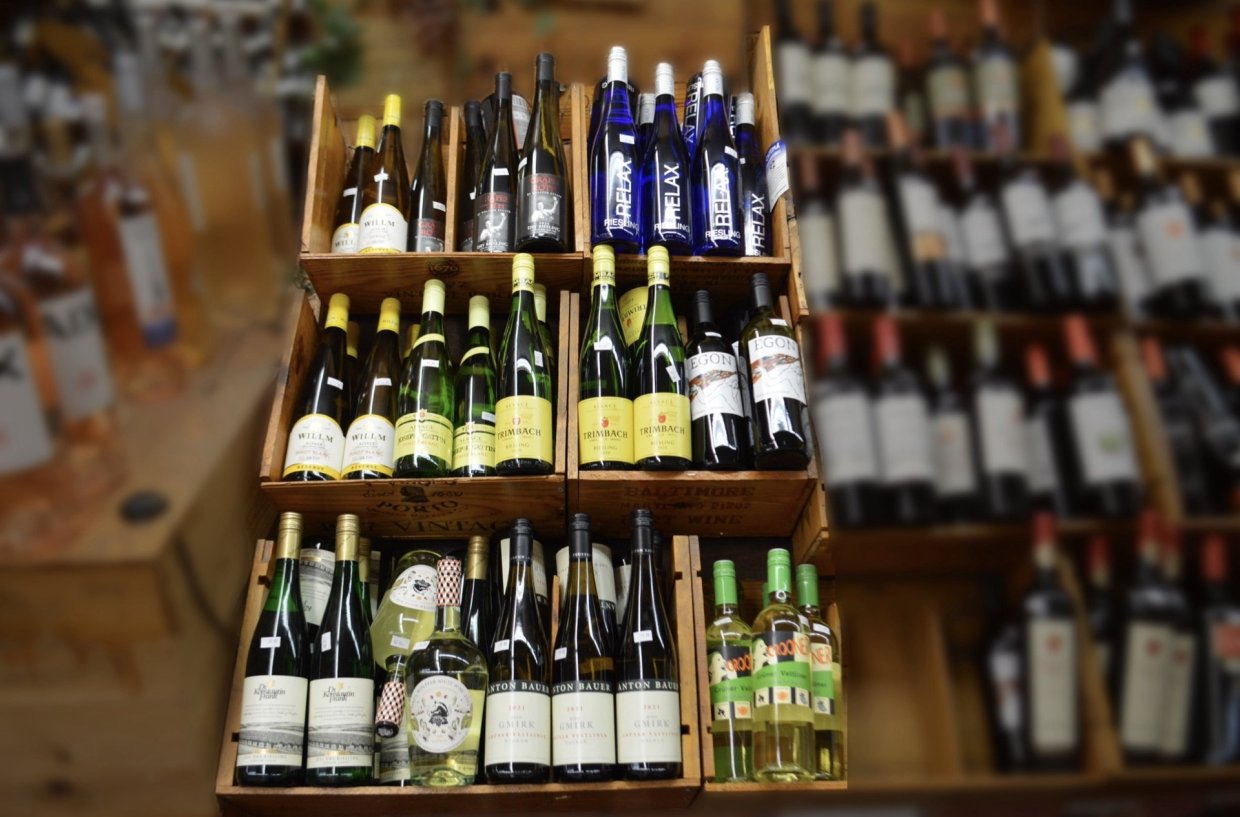 Alsace and German wines on the shelf