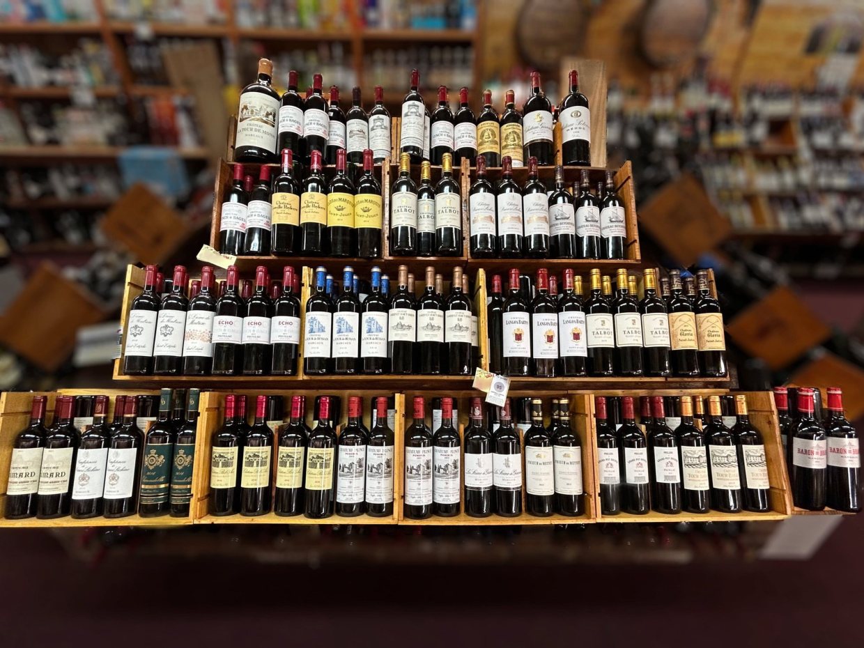 Bordeaux wines on the shelf